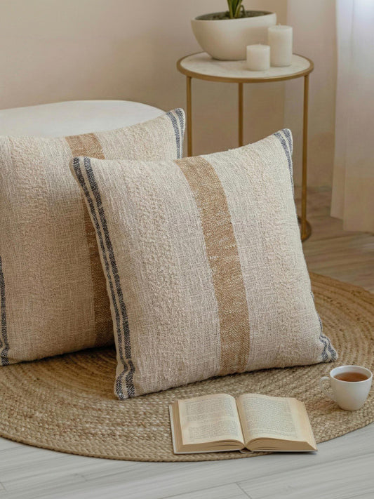 Set of 2 - Geometric Patterned Pillow Covers – Home Accent Linens – Durable Cotton Fabric