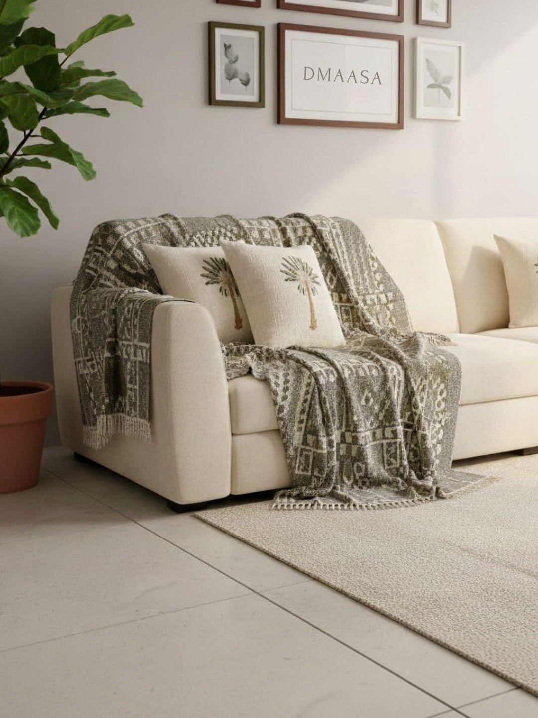 Set of 2 - White Square Cushion Covers – Decorative Pillow Covers – Cotton Self-Design