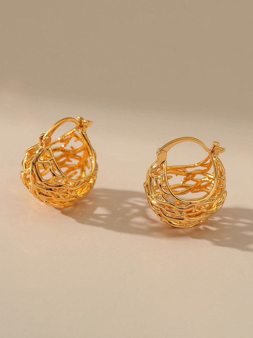Modern Style Loop Earrings – Earwear Jewellery – Gilded Finish – Insert Closure
