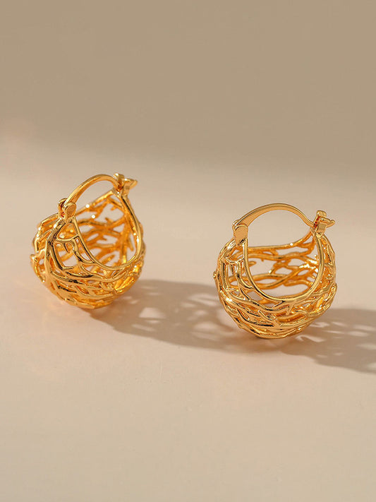 Modern Style Loop Earrings – Earwear Jewellery – Gilded Finish – Insert Closure