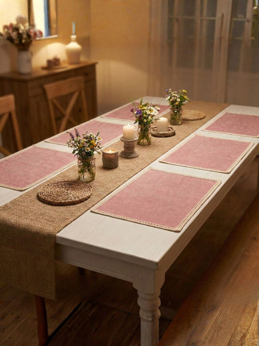 6 pc Set - Dining Table Settings – Cotton Weave – Water Resistant