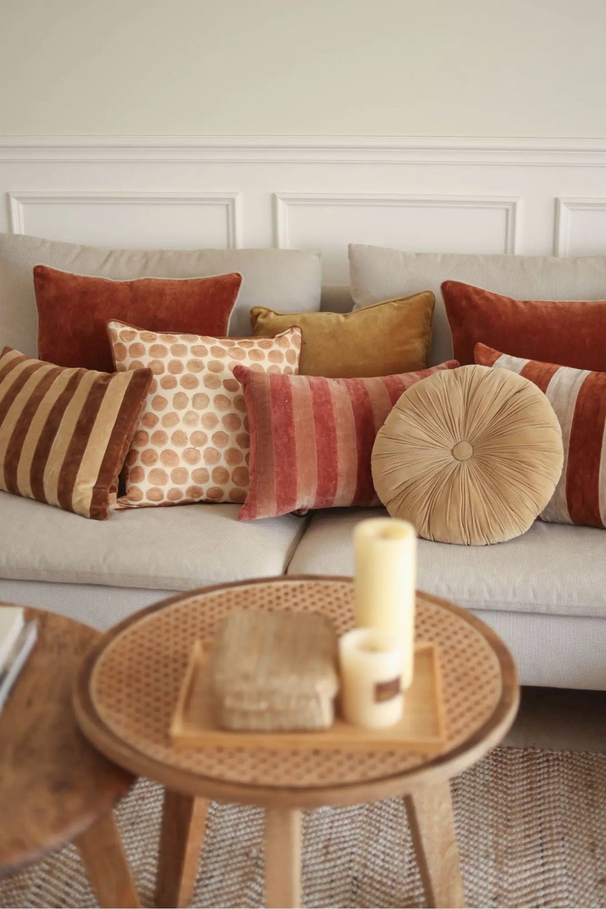 Holly Tan Brown Velvet Stripe Cushion Cover SanctuaryLiving