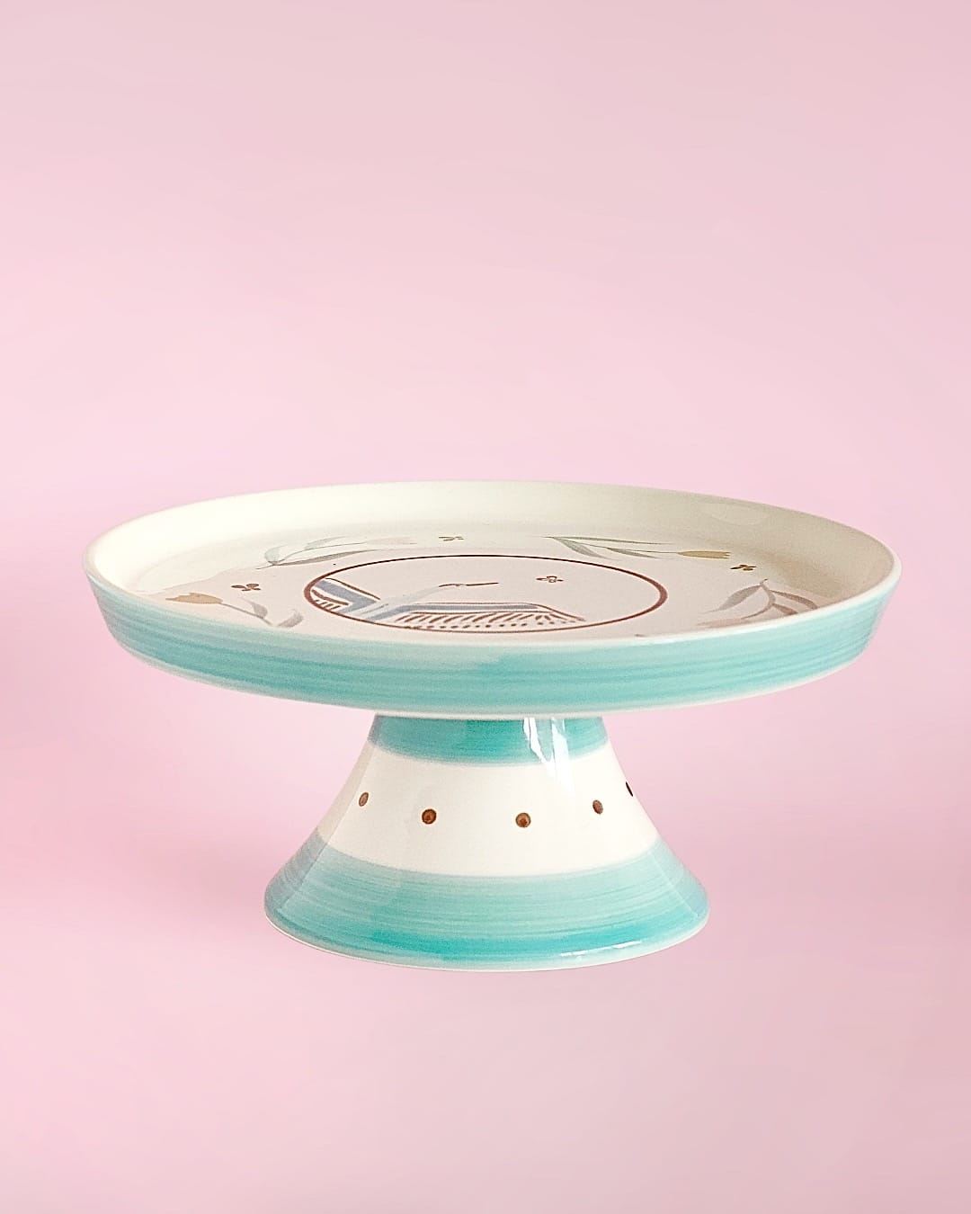 Skylark Handpainted Ceramic Cake Stand 24 cm