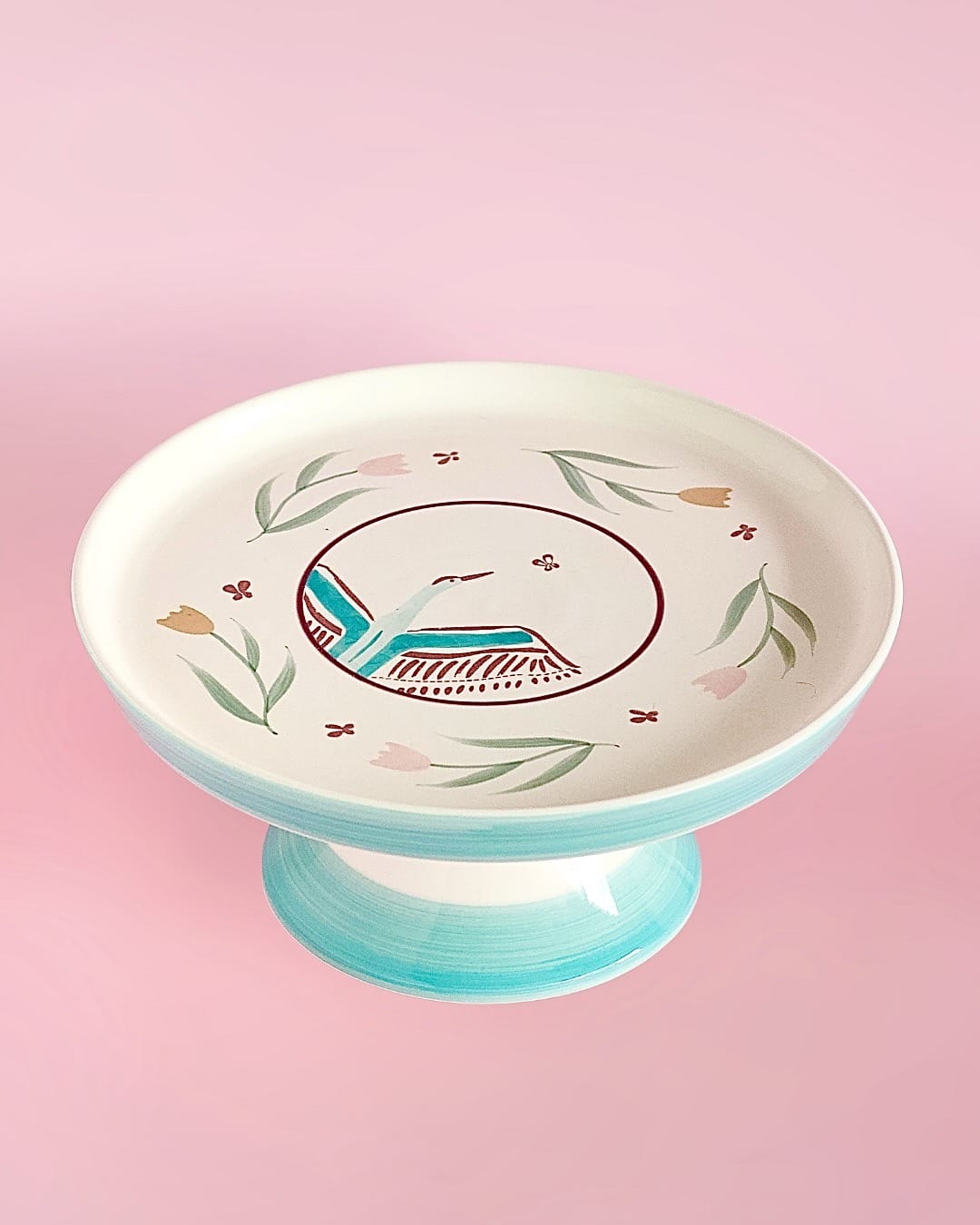 Skylark Handpainted Ceramic Cake Stand 24 cm