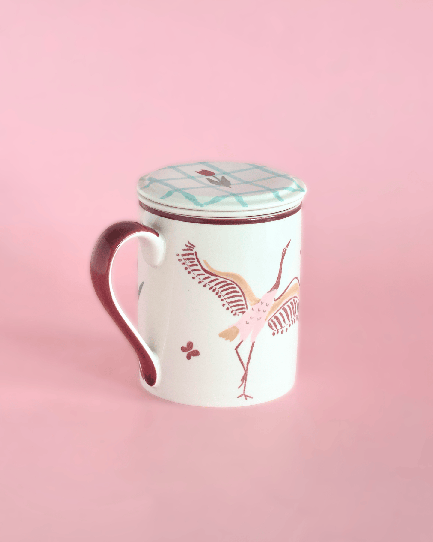 Skylark Handpainted Ceramic Infuser Mug with Lid 410 ml