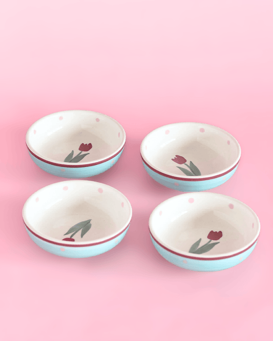 Skylark Handpainted Ceramic Nut Bowl - Set of 4