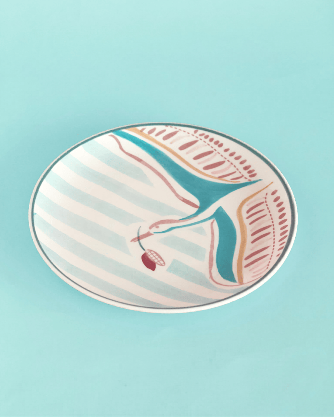 Skylark Handpainted Ceramic Round Plate Curve 16cm