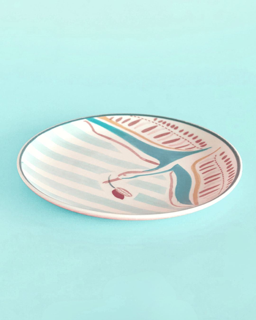 Skylark Handpainted Ceramic Round Plate Curve 16cm