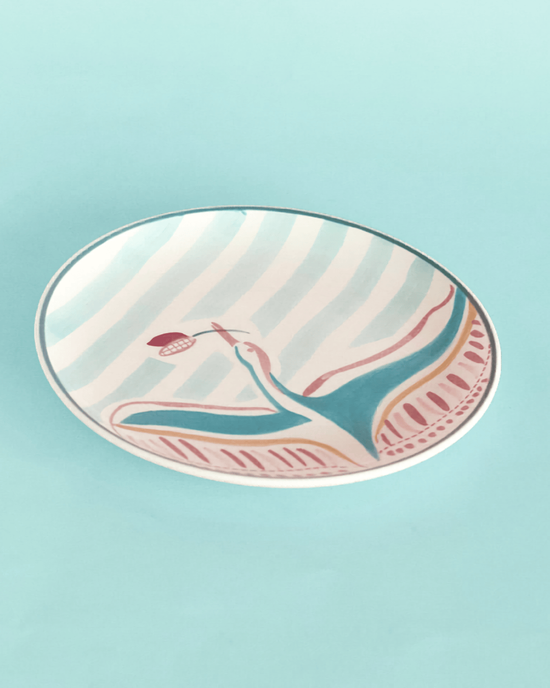 Skylark Handpainted Ceramic Round Plate Curve 16cm