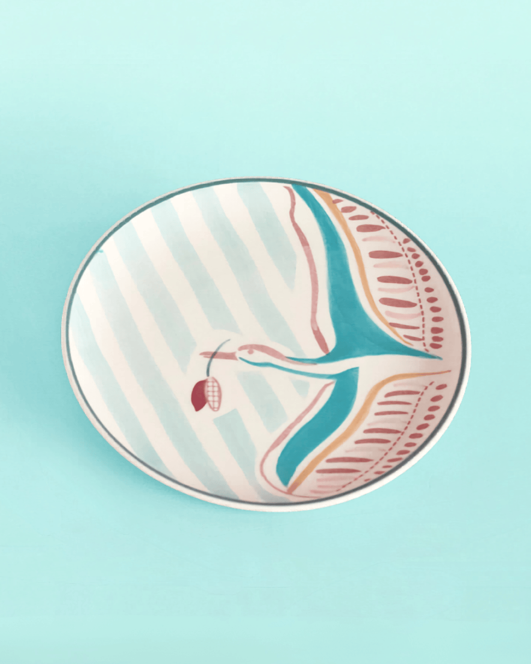Skylark Handpainted Ceramic Round Plate Curve 16cm