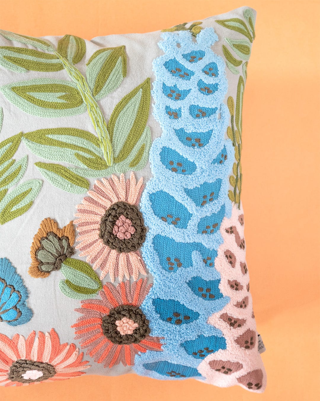 Cushion Cover | Cotton Embroidered Piping | 18" x 18"