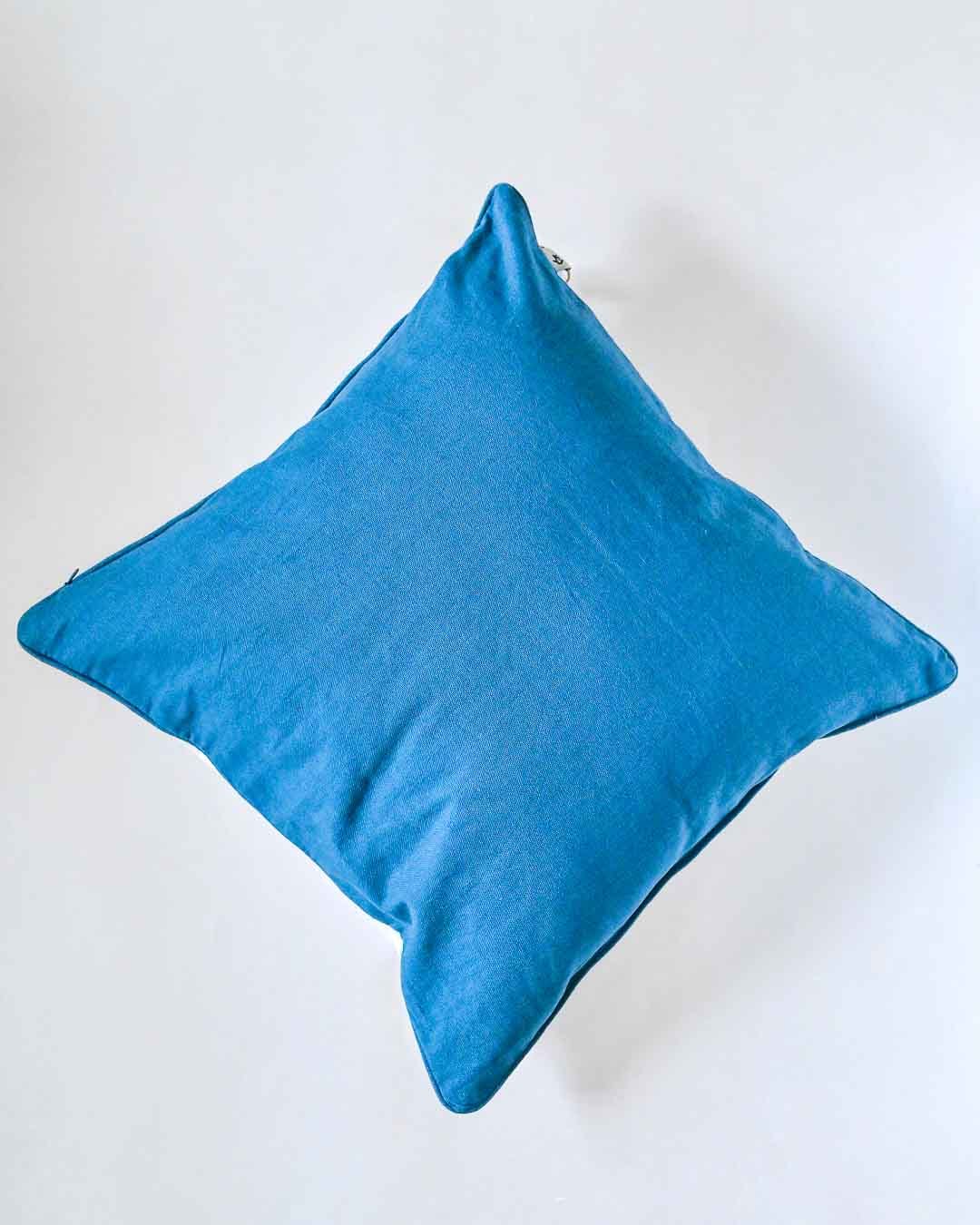 Cushion Cover | Embroidered Cotton Piped Edge | 18" x 18"