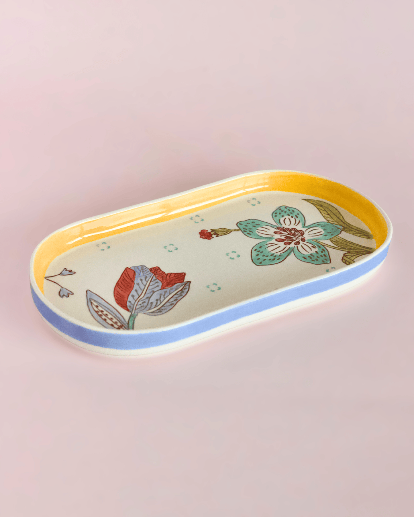 Serving Bowl | Hand-painted Ceramic Serving Set | Stripe & Stem