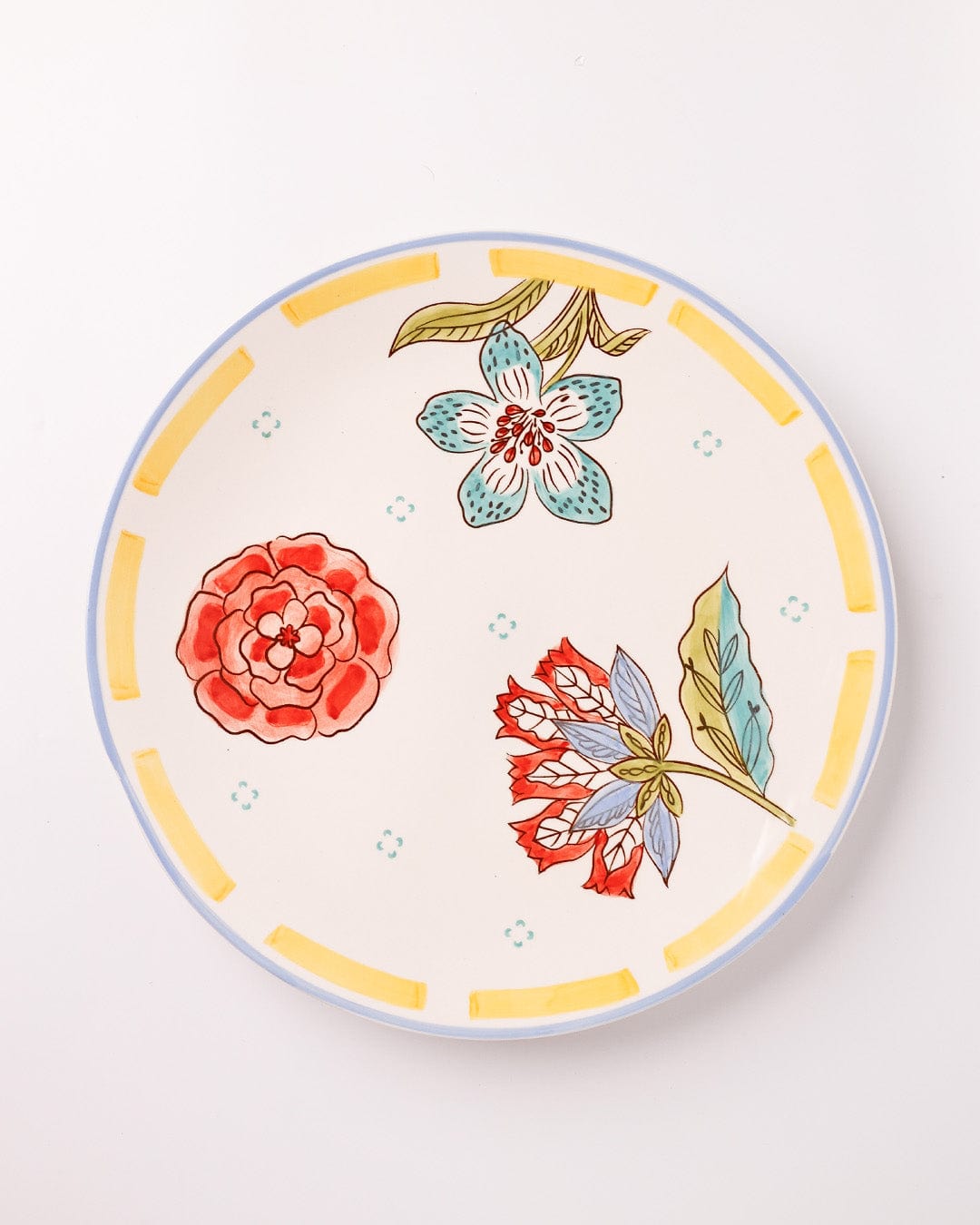 Serving Plate | Handpainted Ceramic Floral Round | 27x3cm