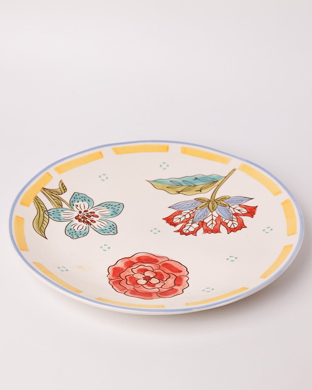 Serving Plate | Handpainted Ceramic Floral Round | 27x3cm