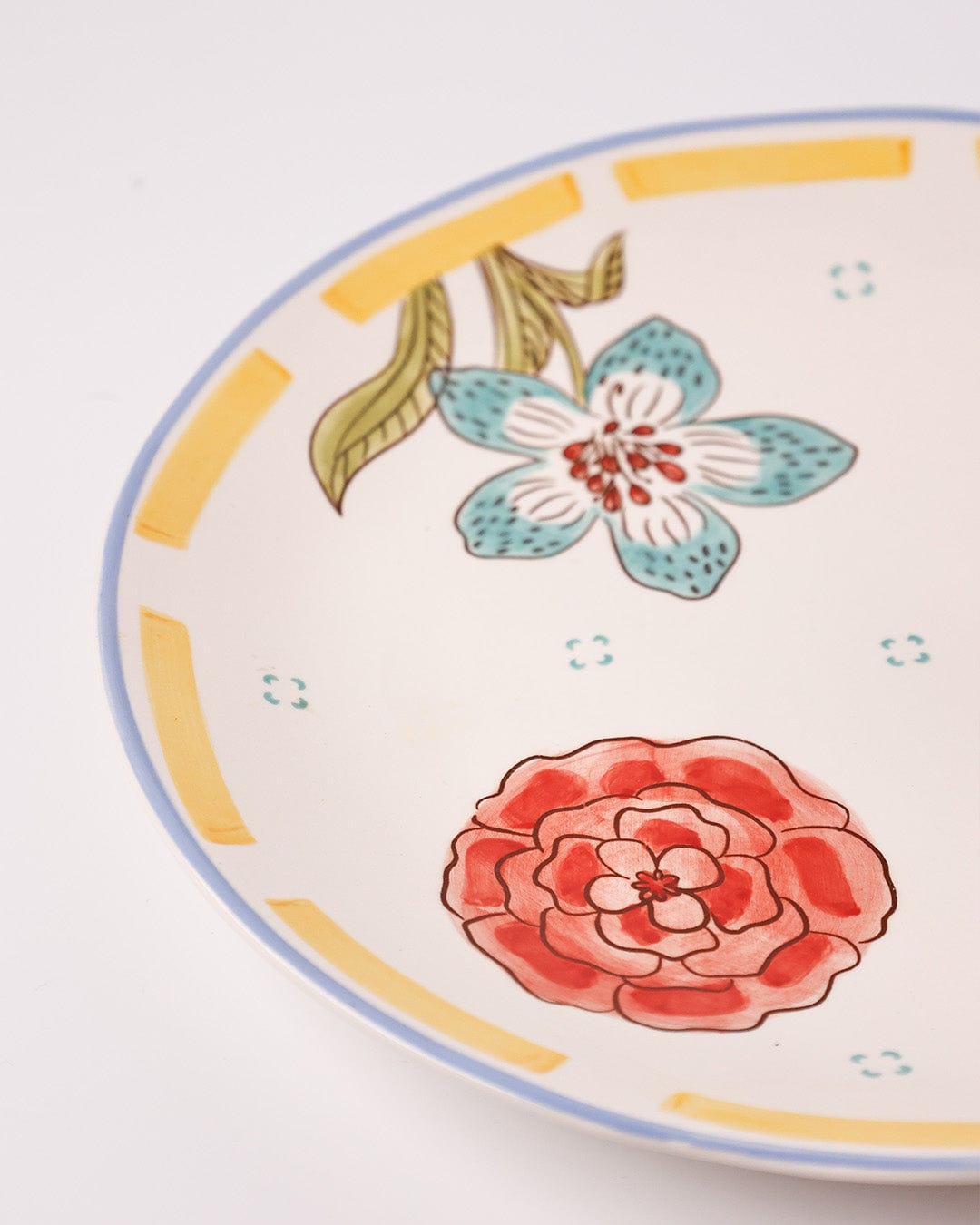 Serving Plate | Handpainted Ceramic Floral Round | 27x3cm