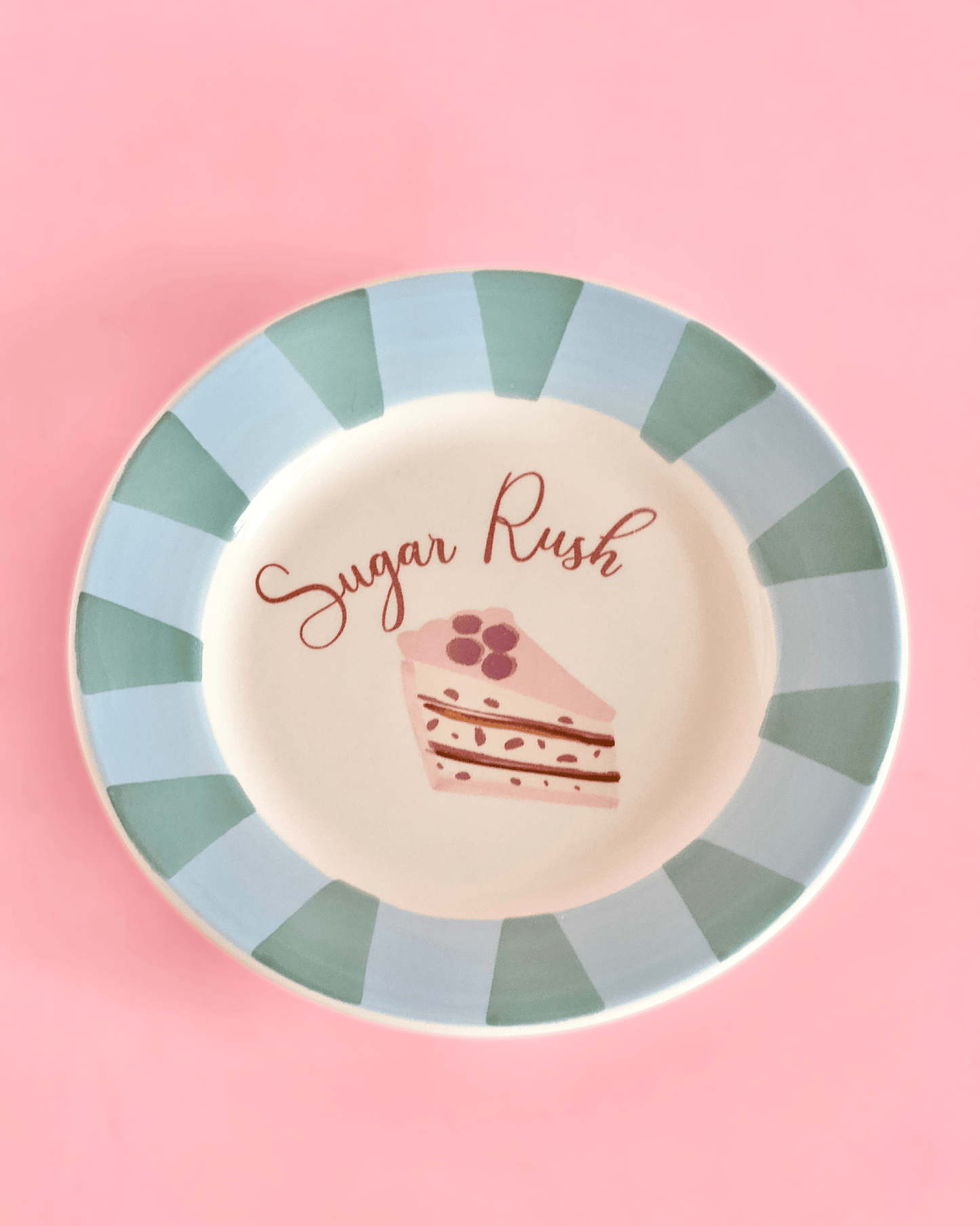 Serving Plate | Ceramic Hand-painted Whimsical Cake | 16.5 cm