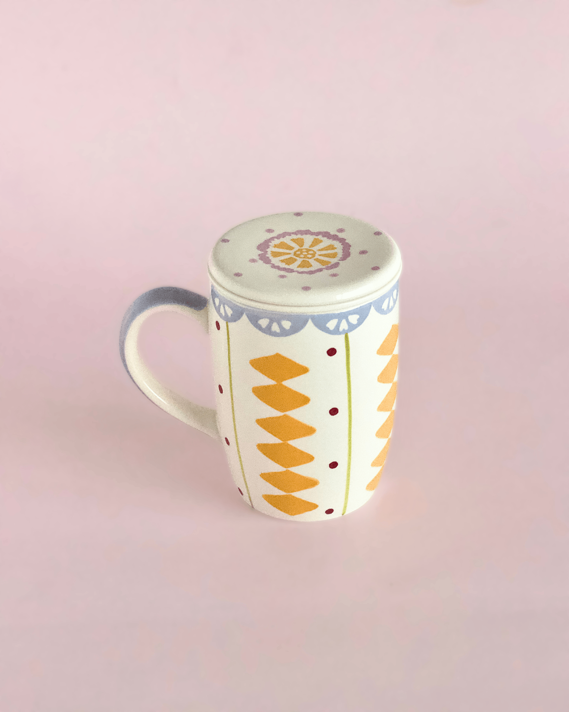 Sundrop Handpainted Ceramic Mug With Infuser and Lid 385ml