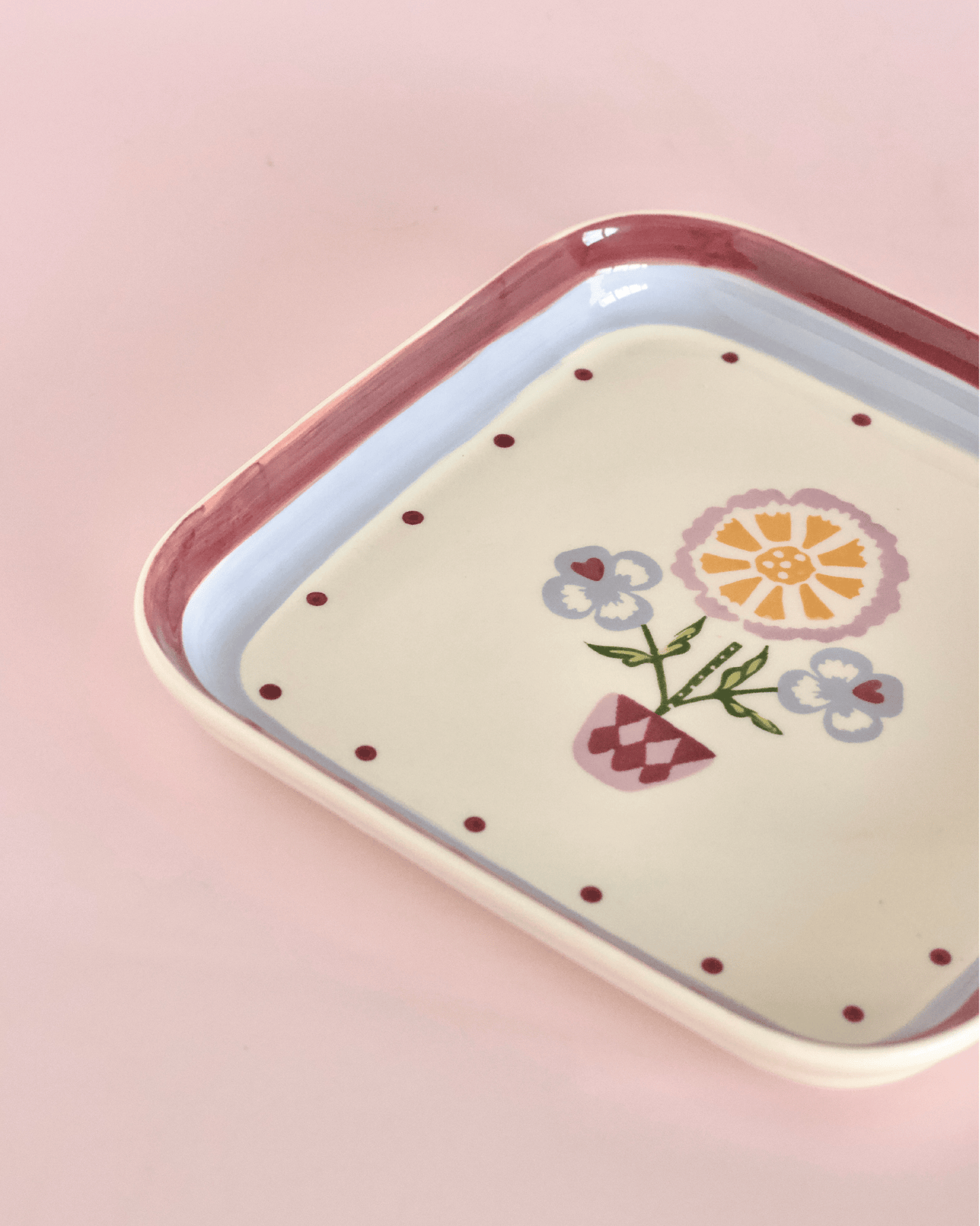 Sundrop Handpainted Ceramic Square Platter 20.5 cm