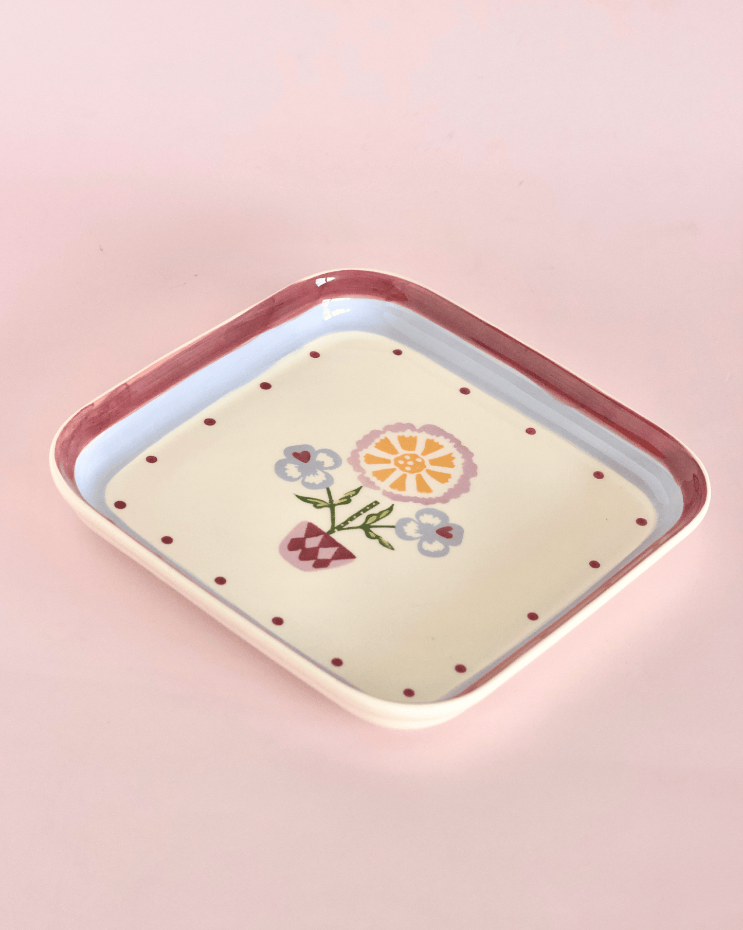 Sundrop Handpainted Ceramic Square Platter 20.5 cm