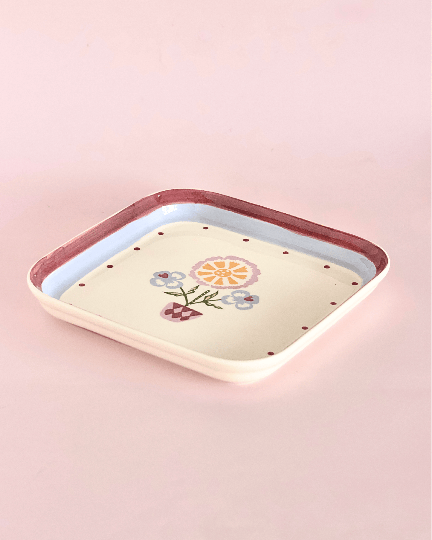 Sundrop Handpainted Ceramic Square Platter 20.5 cm