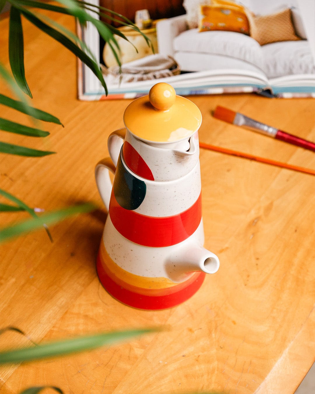 Mug | Hand-painted Ceramic Stacking Design | Tea for One, 3 Colours