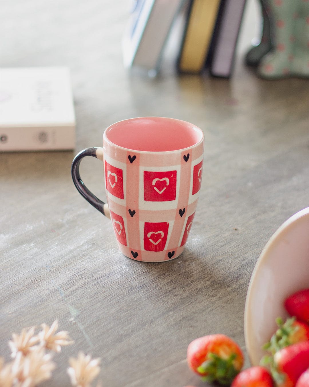 Mug | Ceramic Hand-painted Heart You | L 4.5 x W 3.5 x H 4 in