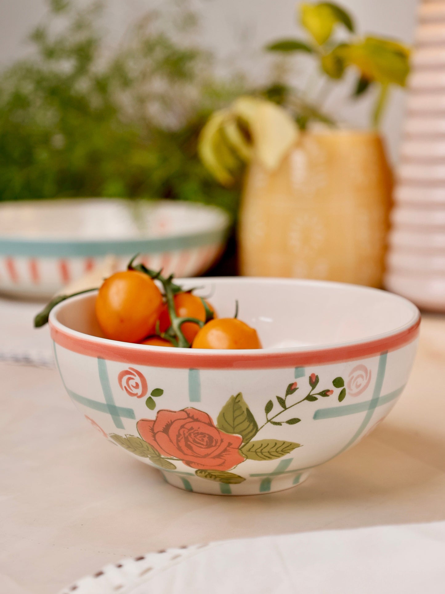Tea Garden Handpainted Ceramic Bowl 15 cms