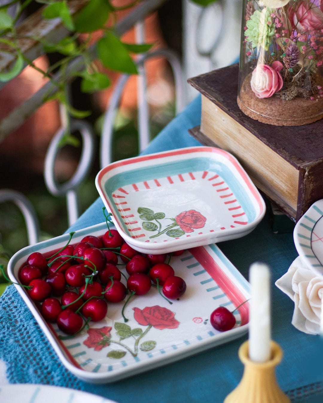 Serving Plate | Ceramic Hand-painted Square | 20.5x20.5cm