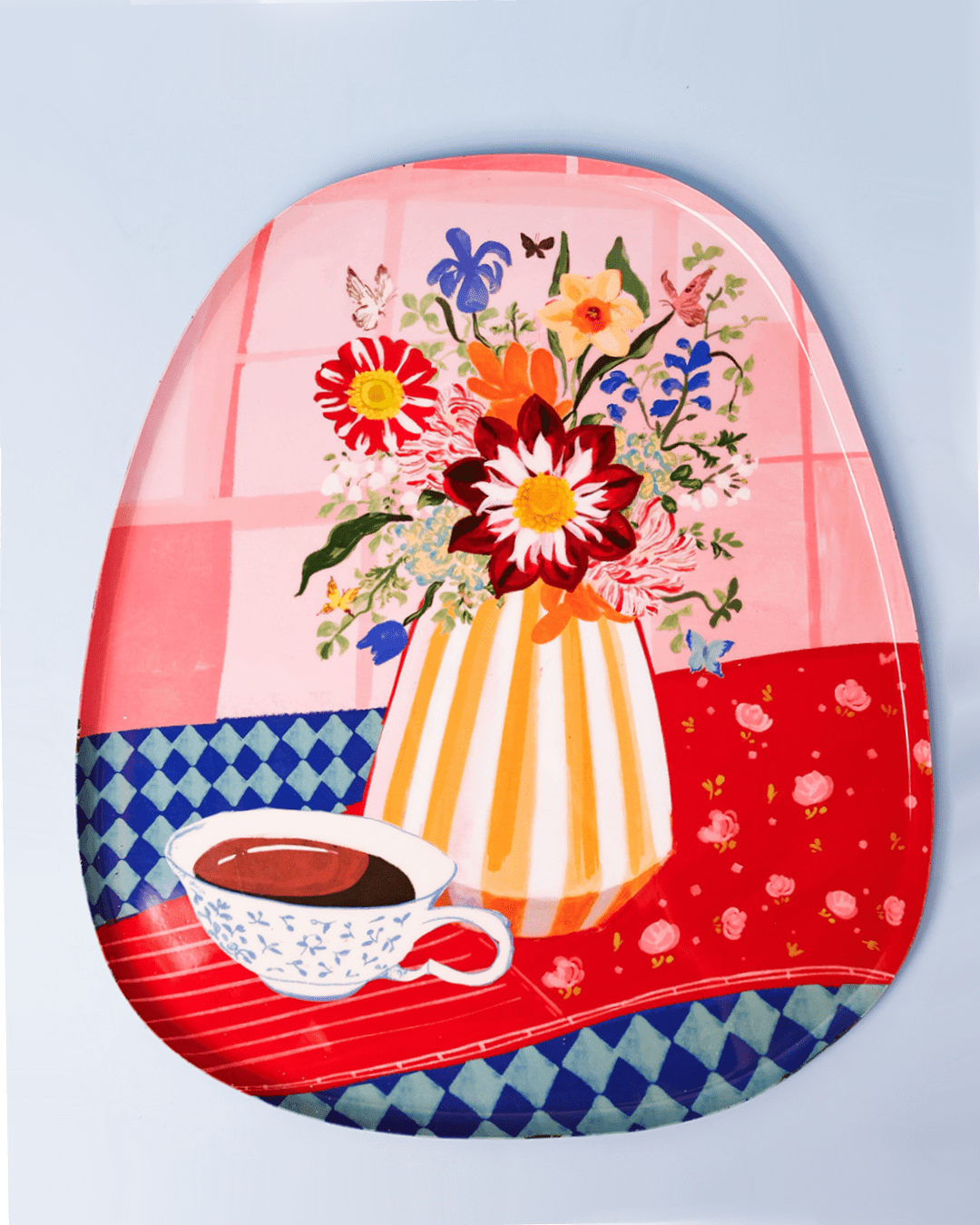 Wall Plate | Hand-painted Metal Teatime Motif | 29x33cm
