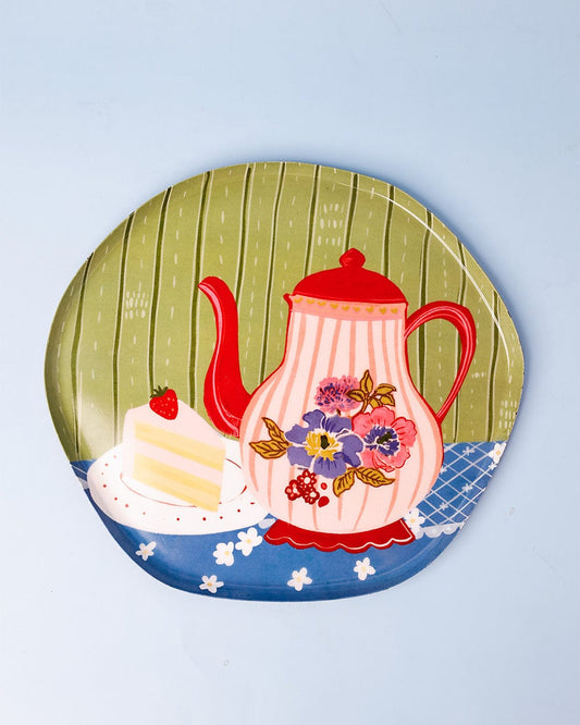 Wall Plate | Metal Floral Teapot | 26.5x24.5cm