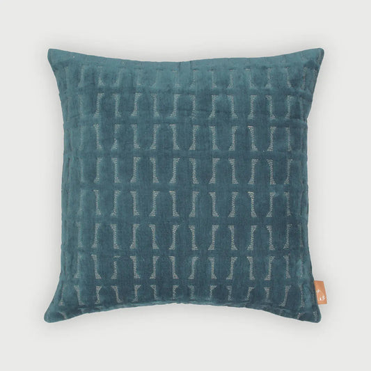 Twig Azure Embroidered Velvet Cushion Cover SanctuaryLiving