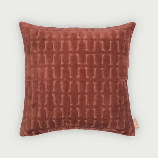 Twig Rhubarb Embroidered Velvet Cushion Cover SanctuaryLiving