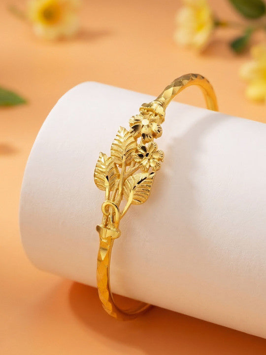Brass Bangle Bracelet – Gold-Tone Plating – Slip-On