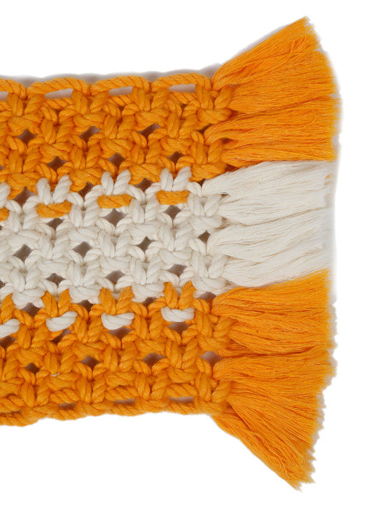 Yellow Macrame Coaster Set – Handcrafted Cotton Woven - 2pc