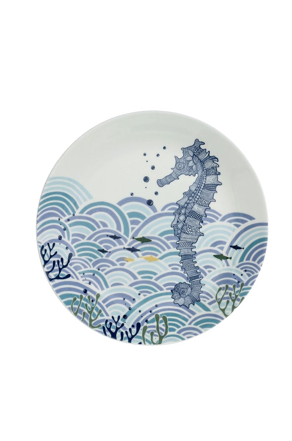 Wall Plate | Fine China Illustrative Series | 8" Dia, Sea Horse