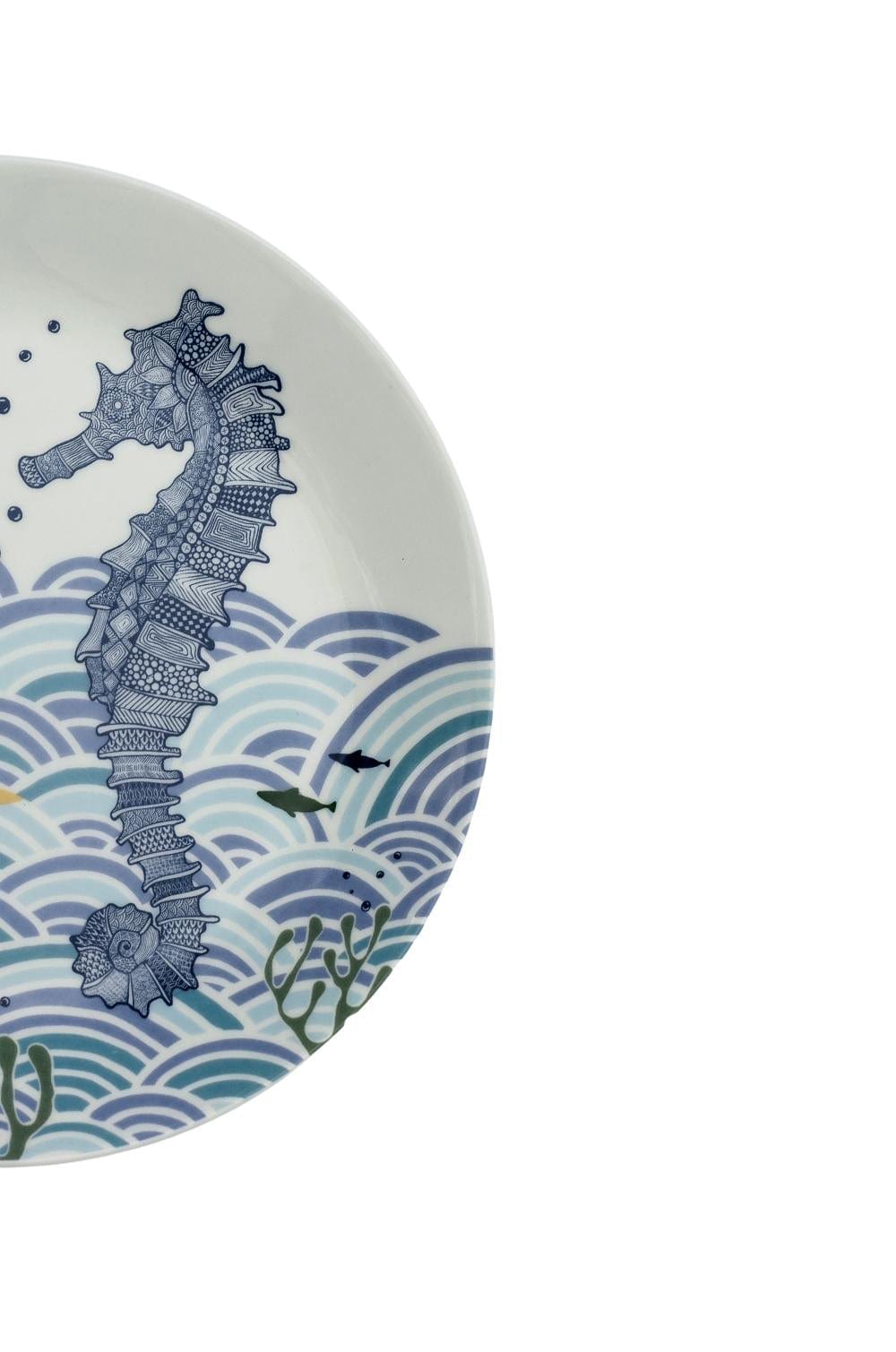 Wall Plate | Fine China Illustrative Series | 8" Dia, Sea Horse