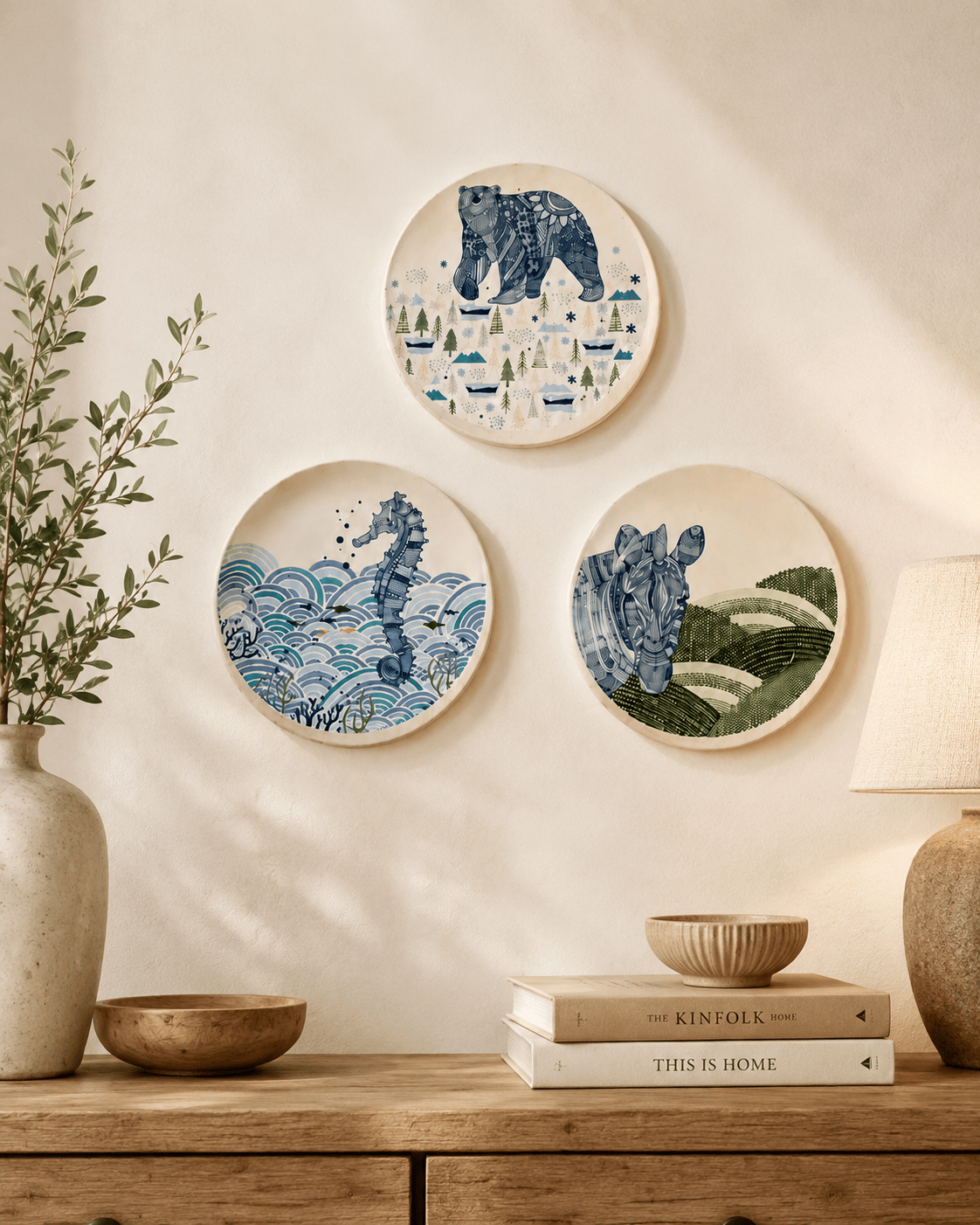 Wall Plate | Fine China Wildlife Motifs | Set of 3