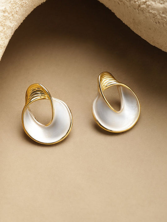 Stud Earrings – Fashion Jewellery – Gold-Plated Stainless Steel – Two-Tone Finish