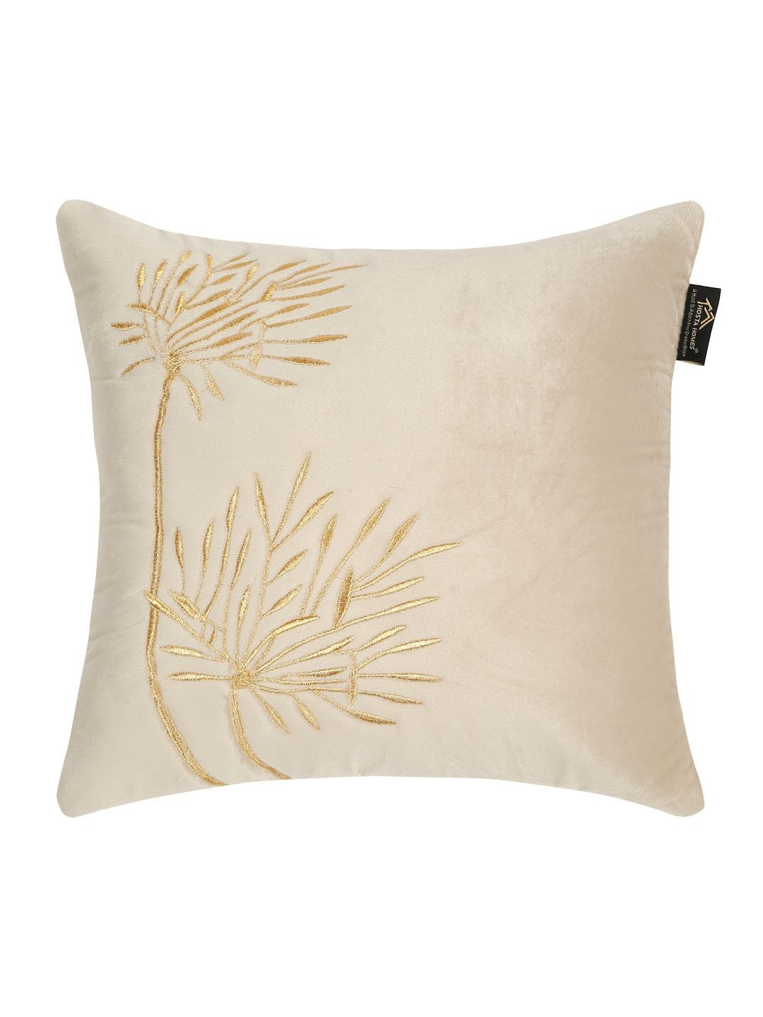 Set of 3 - Cream Embroidered Velvet Square Cushion Covers – Durable Upholstery