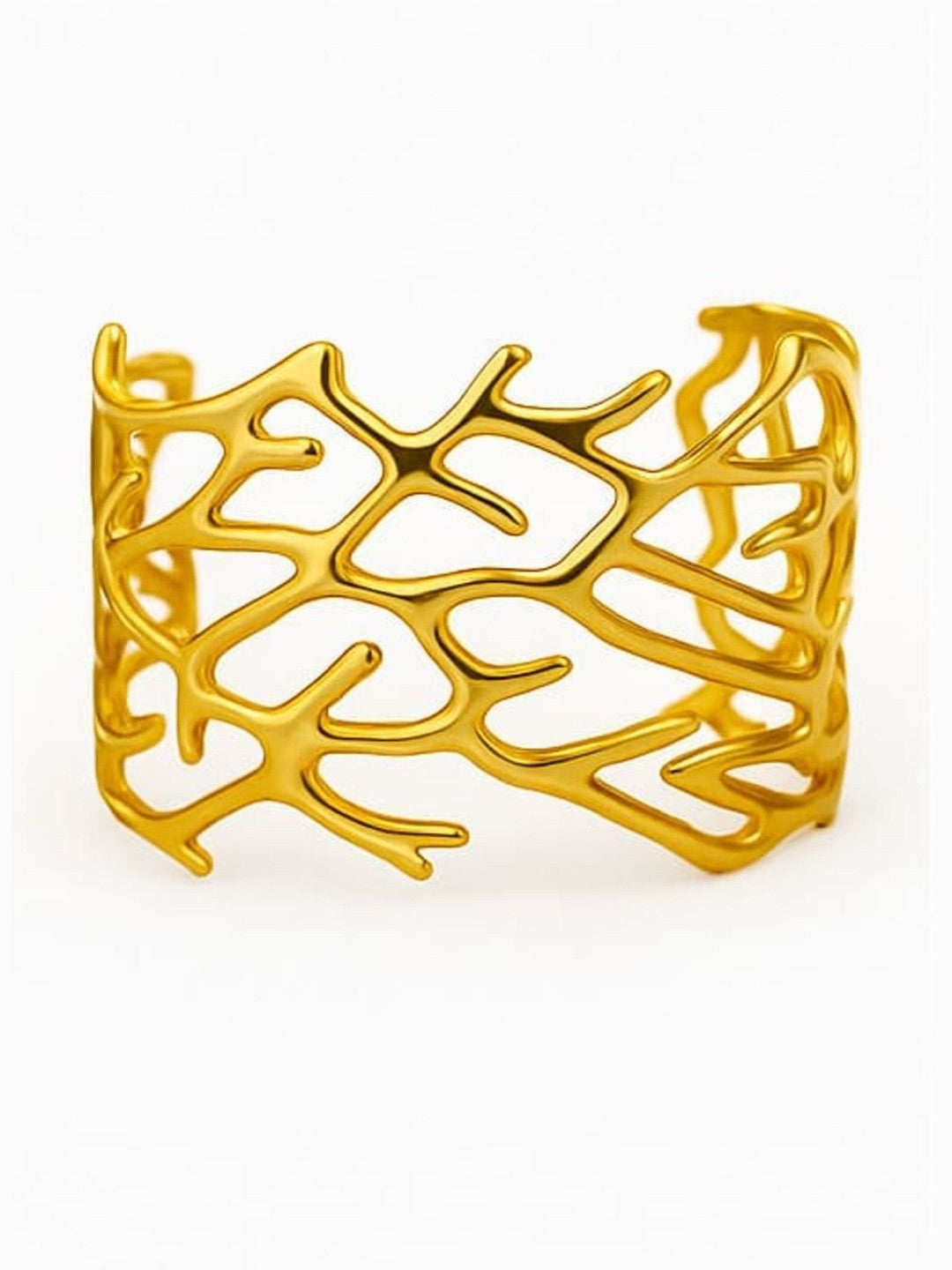 Stainless Steel Gold Plated Cuff Bracelet – Jewellery Accessory – Durable Slip-On Design – 20.3 cm
