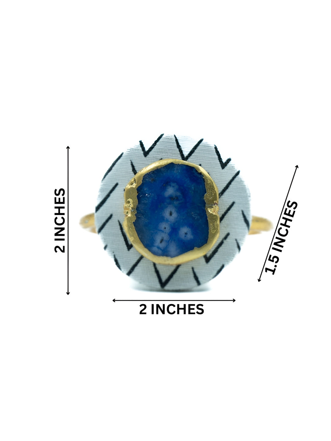 White & Printed Napkin Rings – Tabletop Decor – Wood & Agate – Set of 6